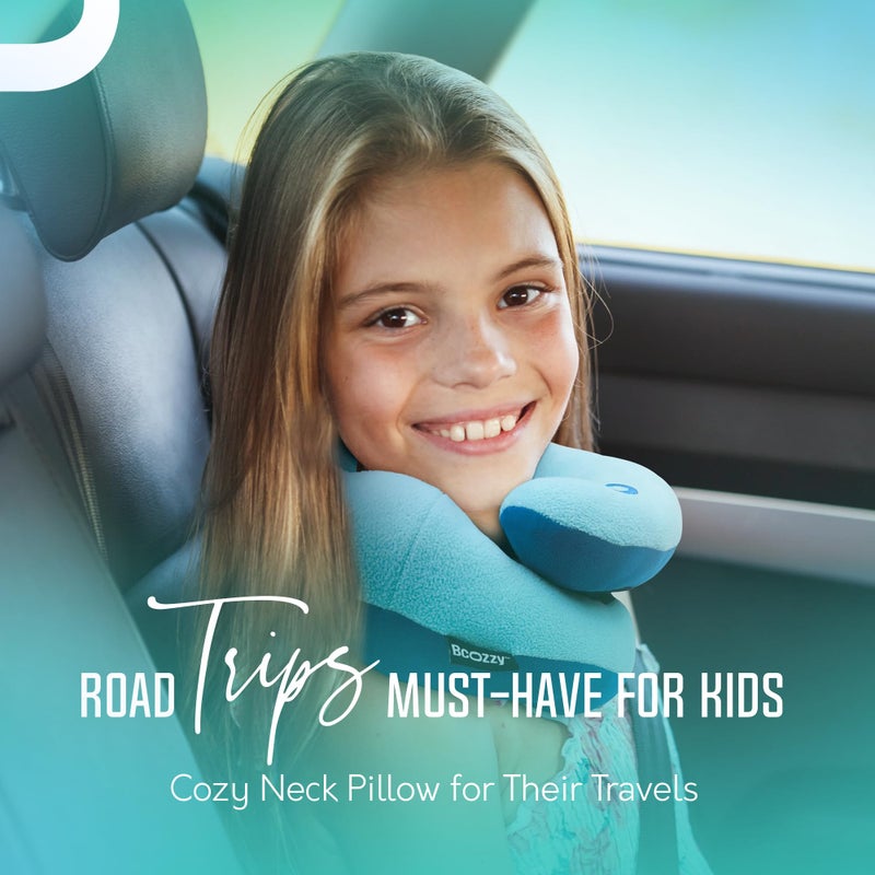 BCOZZY Kids Travel Neck Pillow (8-12 Y/O)- Patented Soft Child Pillow for Head & Chin Support in Car, Airplane, and Road Trip Sleeping. Adjustable Size. Carry Bag. Fully Washable. Medium, Light Purple - Image 3
